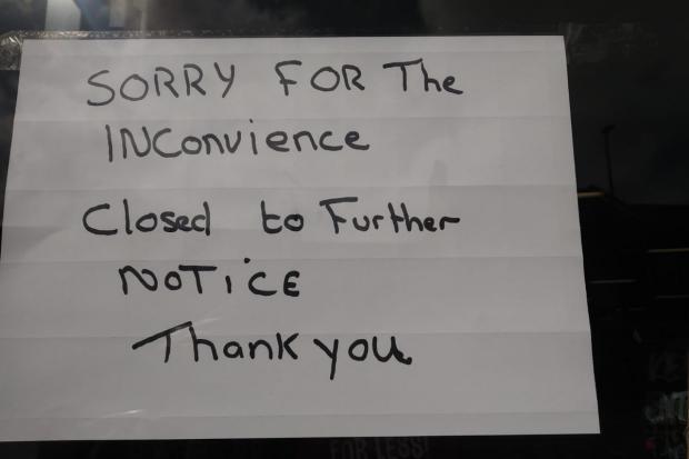 The Northern Echo: The note left on the window of the store this morning.