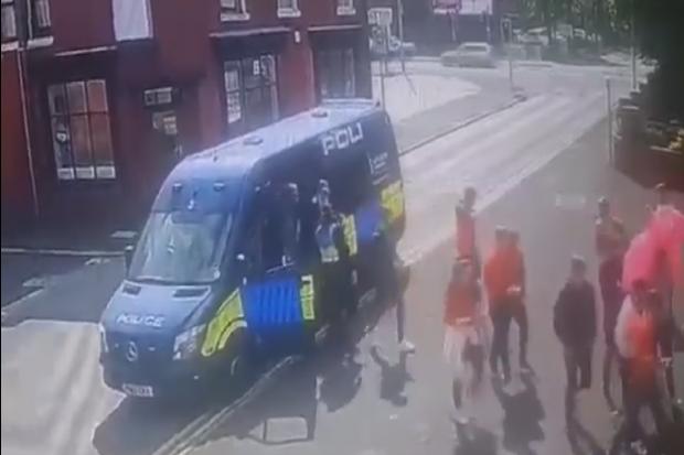 A total of 26 Boro fans were spotted piling out of the van Picture: CONTRIBUTOR