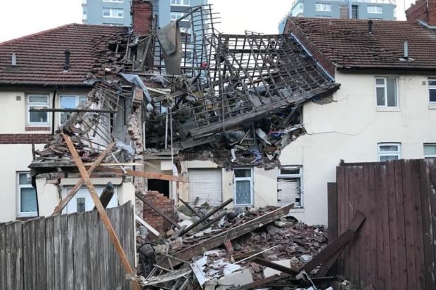 The Northern Echo: The aftermath of the house explosion in Sunderland. Picture: TYNE AND WEAR FIRE SERVICE.