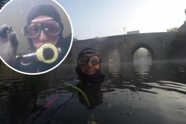 Marine archaeologist Gary Bankhead pictured in the River Wear, near Elvet Bridge, in Durham Picture: GARY BANKHEAD