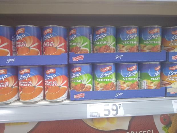 The Northern Echo: These tins of soup priced at 59p cost almost double what Lee Anderson MP envisaged the public spending on meals. Picture: AJA DODD