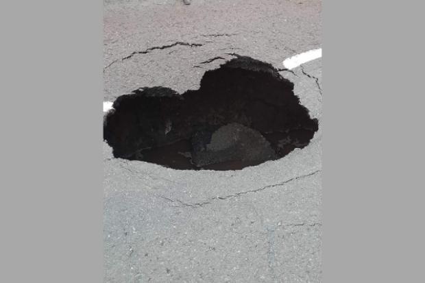 The sink hole Picture: CONSETT POLICE