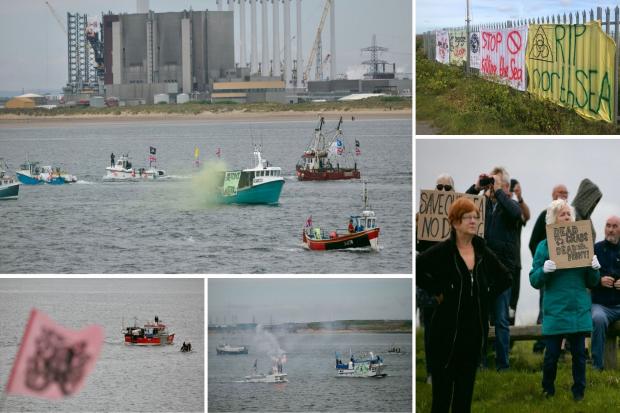 Banners, flares and flags were on display from fishermen in a show of solidarity against the crisis. All pictures: SARAH CALDECOTT
