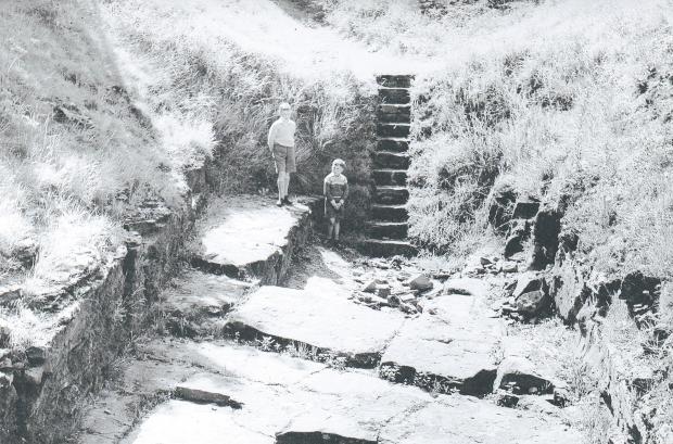 The Northern Echo: Two boys in November 1960 exploring the recently excavated Scots Dyke near the Brigantes\' Stanwick camp