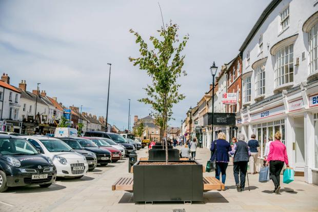 The Northern Echo: The new planters on Northallerton High Street Picture: SARAH CALDECOTT