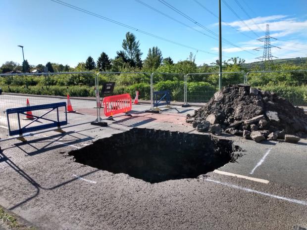 The Northern Echo: Sinkhole on the A694 at Hamsterley Mill, near Medomsley Picture: GAVIN ENGELBRECHT
