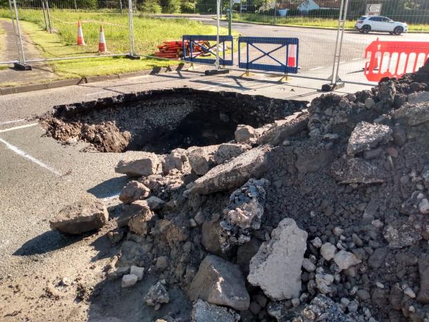 The Northern Echo: Sinkhole on the A694 at Hamsterley Mill, near Medomsley Picture: GAVIN ENGELBRECHTterley Mill, near Medomsley Picture: GAVIN ENGELBRECHT