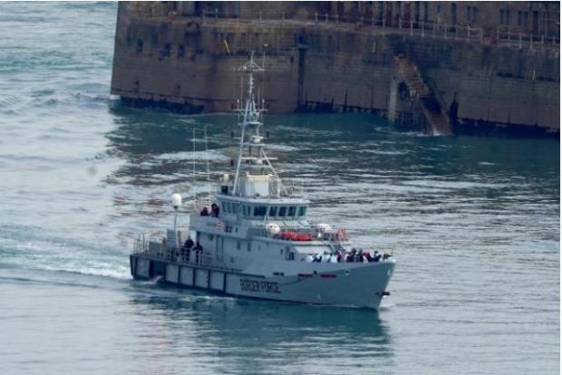 The Northern Echo: A boat believed to be carrying migrants entering Dover via the English Channel Picture PA