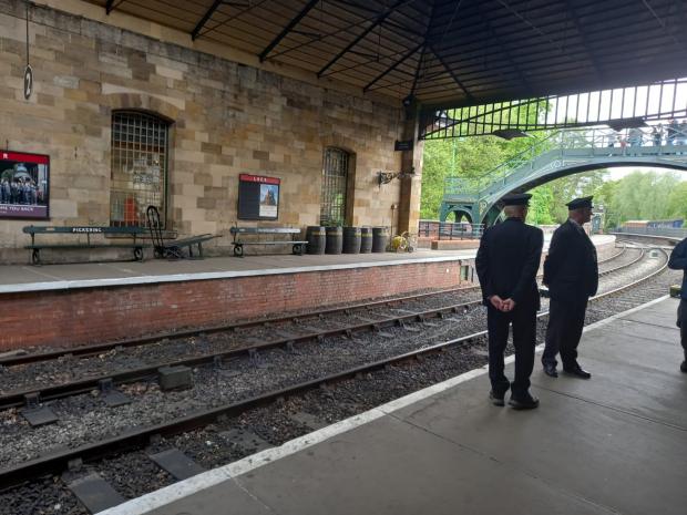 The Northern Echo: Train guards at Pickering Station. Credit: HANNAH COLLEY