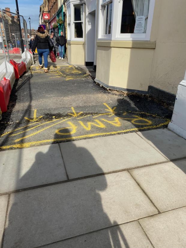 The Northern Echo: Mr Mason said rough areas of pavement and temporary ramps weren't accessible for wheelchari users Picture: DAVID MASON