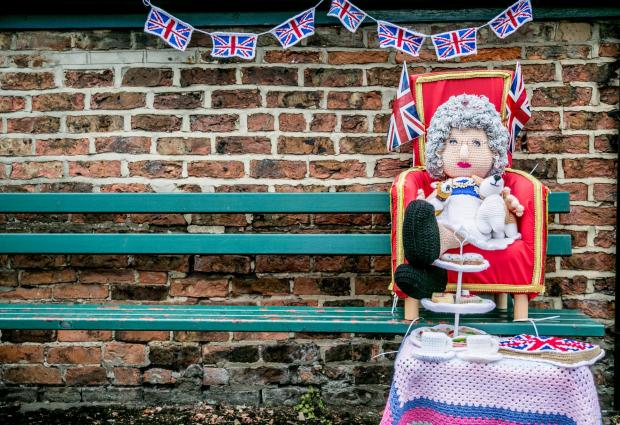 The Northern Echo: Thirsk Yarnbombers have created a wonderful display ahead of the Queen's Platinum Jubilee Picture: SARAH CALDECOTT