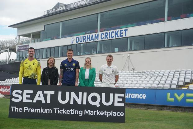 The Northern Echo: From left, Ashton Turner, Victoria Oakley (Graphic Design Manager), Brydon Carse, Phillipa Hicks (Co-Founder & Head of Product at Seat Unique) & Scott Borthwick – Picture: Durham Cricket 