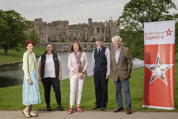 Emily Hope (Beamish Museum), Tori Goodall (Walworth Birds of Prey), Cllr Elizabeth Scott (Durham County Council), Matthew Henderson (Beamish Museum) and Ivor Stolliday, Chairman at Visit County Durham.