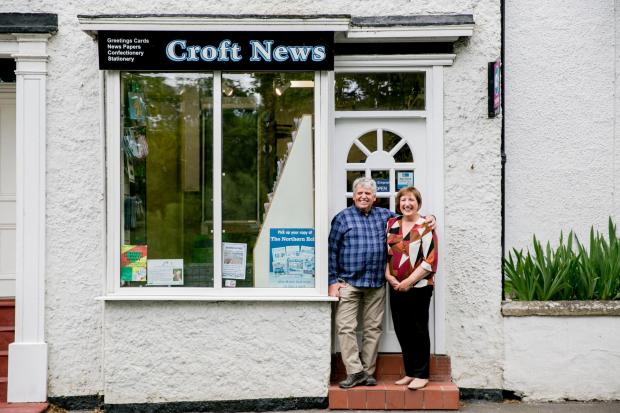 The Northern Echo: Christine and Geoff Harper who are retiring from Croft News in Croft Picture: SARAH CALDECOTT