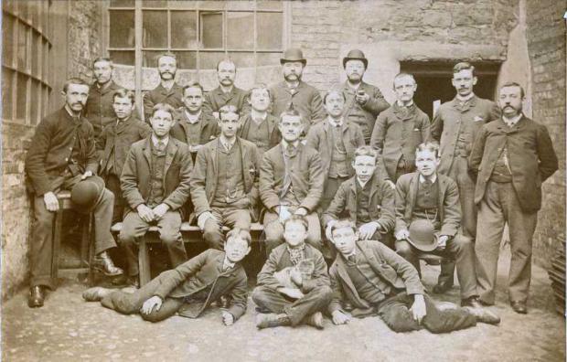 The Northern Echo: The staff of the Durham County Advertiser, 1891, left to right, back row: A Allisson, H Atkinson, D Gillespie, J Gowland and R James. Second row: J Cragg, W Rowntree, T Coulthard, J Palmer, B Russell, ? Sefton, ? Newton and R Salkeld. Third row: H