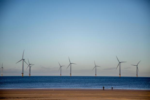 The Northern Echo: Wind turbines at Redcar beach Picture: SARAH CALDECOTT