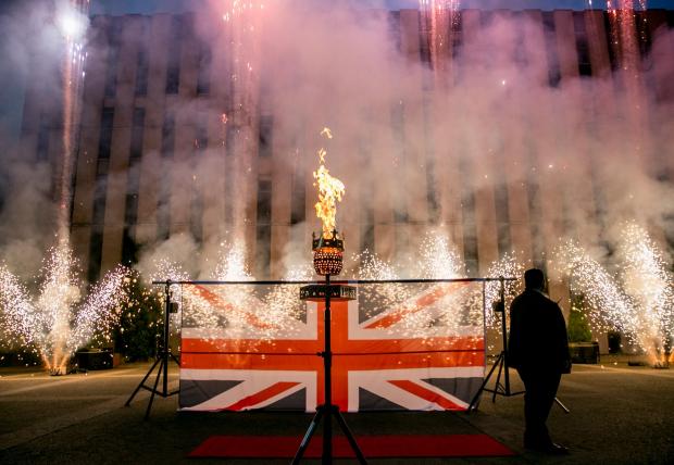 The Northern Echo: The beacon lighting ceremony in Darlington. Pictures: SARAH CALDECOTT