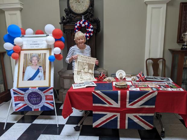 The Northern Echo: Cllr Margaret Atkinson behind the decorated table
