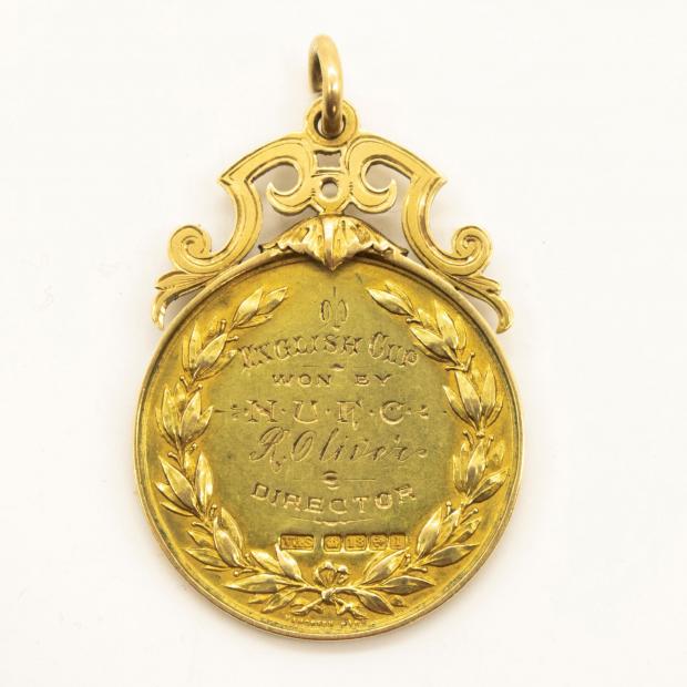 The Northern Echo: The reverse of the 1910 FA Cup Final winners medal presented to Robert Oliver
