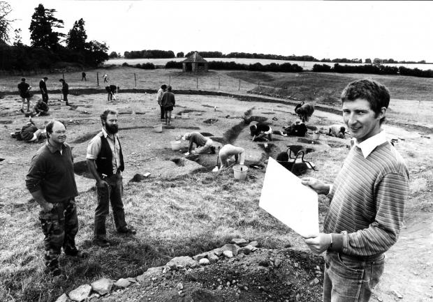 The Northern Echo: Archaelogists working near Stanwick church in 1989 when they came to the conclusion that the fort was Cartimandua's stronghold. Behind them is a late 18th Century deerhouse which covers the entrance to an icehouse that belonged to the now lost