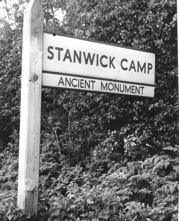 The Northern Echo: A sign points to the earthworks that Sir Mortimer Wheeler dug out in 1951 on the Forcett side of Stanwick