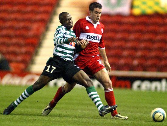 The Northern Echo: Franck Queudrue in action for Boro against Sporting Lisbon.