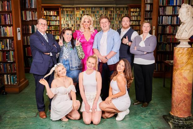 The cast of Dryburn Theatrical Workshop's version of Legally Blonde, the Musical, including Emma Coulson, in lead role of Elle Woods, in pink dress in back row   Picture: DTW