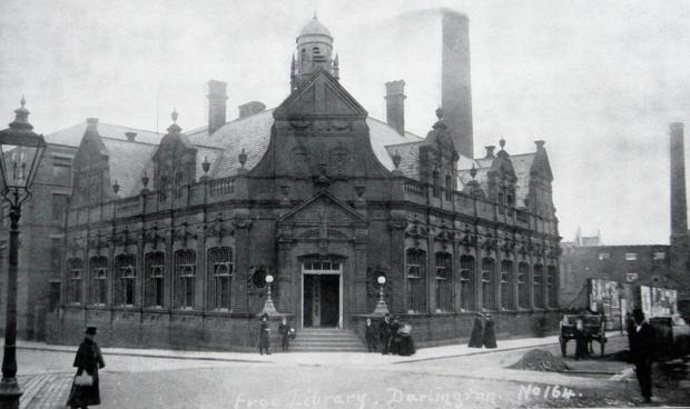The Northern Echo: An Edwardian postcard showing the 1885 original library before the 1933 extension on the right was added