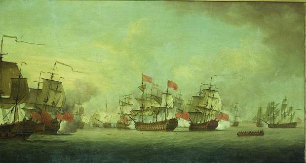 The Northern Echo: HMS Cornwall in the centre, with the red flag, in action off Havana in 1748. Captain Policarpus Taylor was on board along with Rear Admiral Charles Knowles