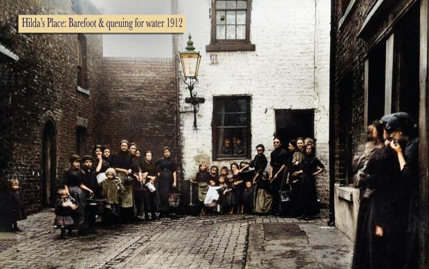The Northern Echo: Working class life in Middlesbrough was hard. In this 1912 view of Hilda's Place, in the old quarter of the town, the children and their mothers (there are no men on the picture) have gathered around the communal pump. The yards were regularly