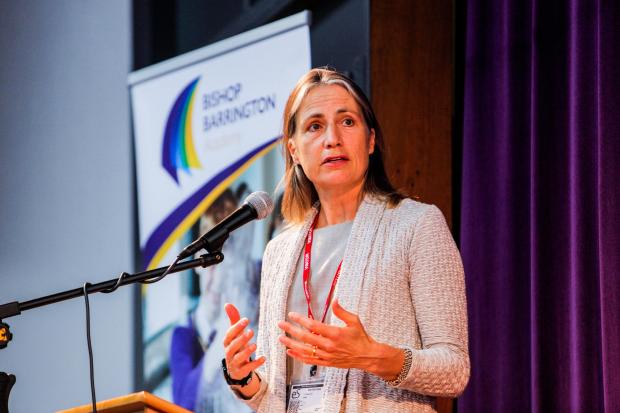 The Northern Echo: Dr Fiona Hill speaks at Bishop Barrington school in Bishop Auckland. Photograph: Stuart Boulton/The Northern Echo.