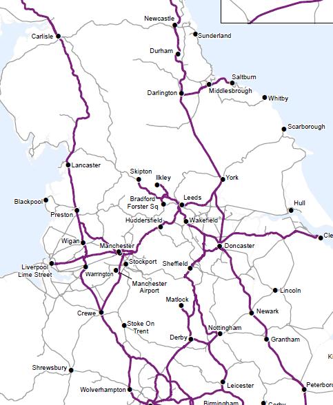The Northern Echo: A map of the rail routes that will be opened in the North East. Picture: NETWORK RAIL