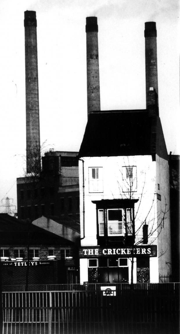 The Northern Echo: An almost iconic view of the Cricketers with the three slender chimneys of the power station looking like three cricket stumps behind it - the chimneys were demolished in 1982