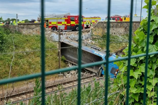 The Northern Echo: Scene of the crash on the East Coast Mainline Picture: @Tattiehanratty/Twitter 
