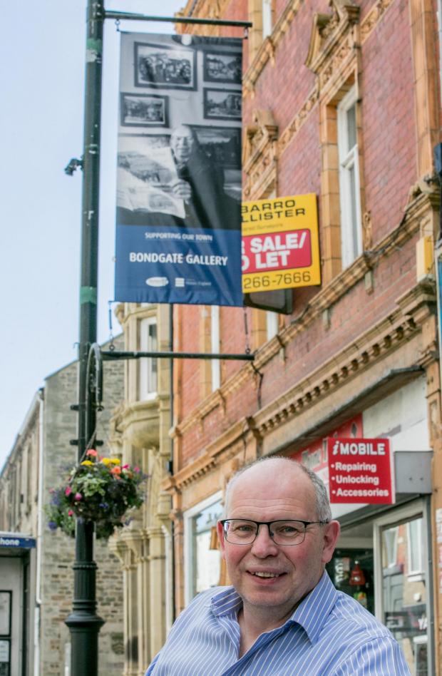 The Northern Echo: Chris Lloyd and his banner in Bishop Auckland Picture: SARAH CALDECOTT