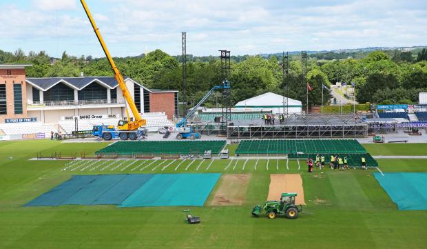 The Northern Echo: Archive Picture: The stage being built at the Riverside ahead of Rod Stewart performing there in June 2017. Picture: SARAH CALDECOTT