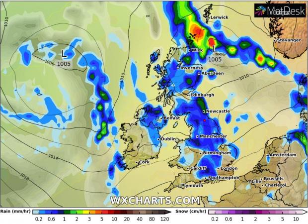 The Northern Echo: Further rain is expected to hit the UK on Friday according to WXCharts