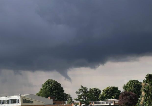The Northern Echo: The funnel cloud above Thirsk School and Sixth Form pictured by Emma Richardson