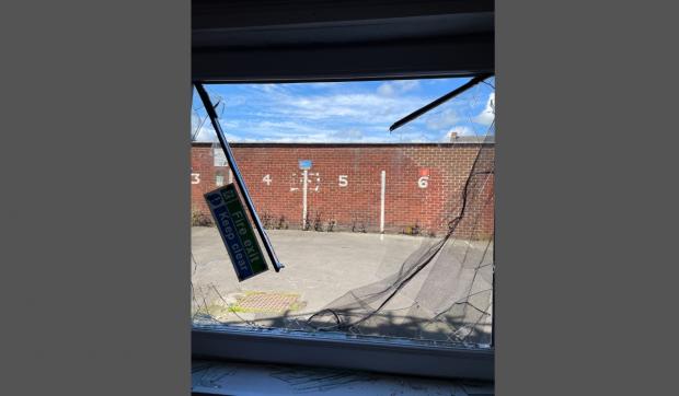 The Northern Echo: The window was smashed from the outside.  Photo: KAREN LEA
