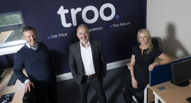 The Northern Echo: Peter McLeod, the new director of sales and marketing at Troo, with founder Andrew Richardson and commercial director Rachel Richardson