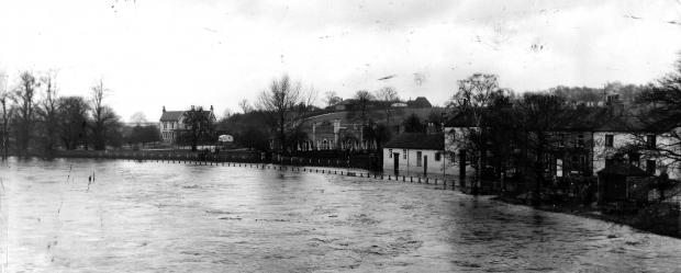 The Northern Echo: The view from Croft Bridge looking towards the Durham side of the River Tees on March 7, 1963. Croft House is on the far left with the castellated Tees View Cottages in the centre. These properties are said to have been the groom's quarters for Croft