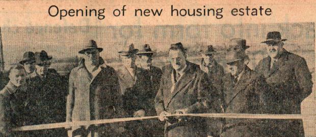 The Northern Echo: Opening of Bishop Auckland's Woodhouse Close, from the Northern Echo, February 19, 1951