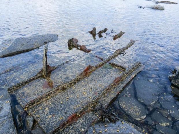The Northern Echo: The wreck of the Rohilla on the shoreline beneath Whitby Abbey. Picture: Peter Giroux