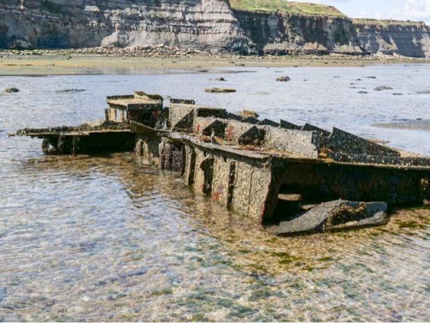 The Northern Echo: The wreck of the Rohilla on the shoreline beneath Whitby Abbey. Picture: Peter Giroux