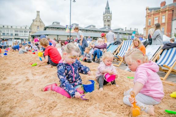 The Northern Echo: Little ones enjoying the sun and sand in Darlington. Picture: SARAH CALDECOTT The Northern Echo: Little ones enjoying the sun and sand in Darlington. Picture: SARAH CALDECOTT