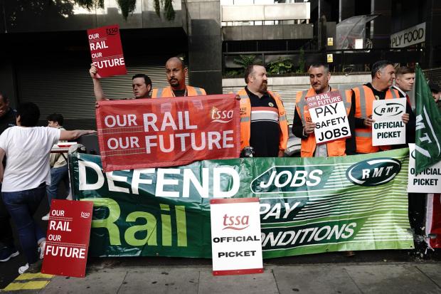 The Northern Echo: Members of the Transport Salaried Staffs' Association (TSSA) and the Rail, Maritime and Transport union (RMT) on the picket line 