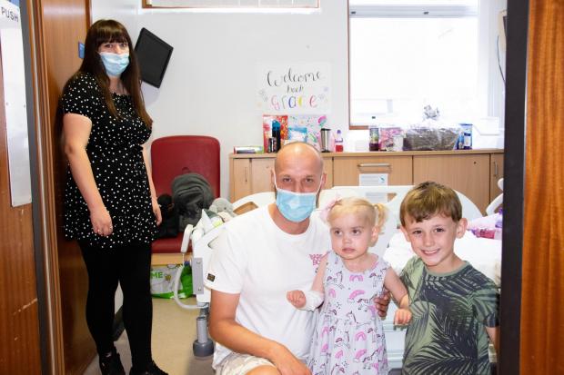 The Northern Echo: Grace and family in her room on the children's heart unit at the Freeman Hospital. Picture: NHS