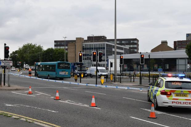 The Northern Echo: The scene of the bus collision in Stockton. Picture: NORTH EAST ALERT