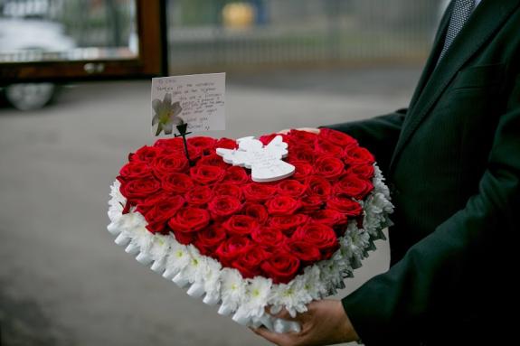 The Northern Echo: A touching floral tribute from Chris' wife, Rachel. Picture: SARAH CALDECOTT The Northern Echo: A touching floral tribute from Chris' wife, Rachel. Picture: SARAH CALDECOTT