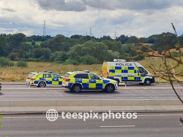 The Northern Echo: Emergency services on the scene on the crash on the A19 near the A689 Wolviston junction on Sunday. Picture: http://teespix.photos